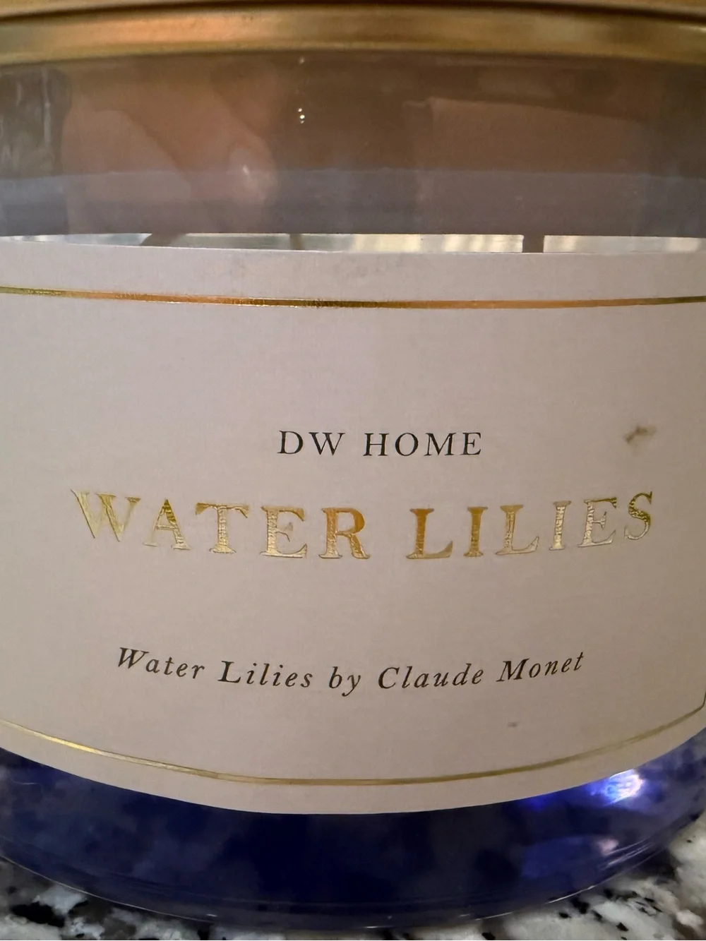 DW Home Claude Monet Water Lilies Decorative Candle - Blue with Gold Accents